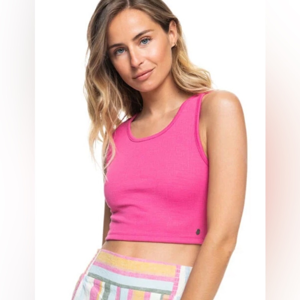 NWT Roxy Good Keepsake Crop Tank Cross Back in Pink - Size XL